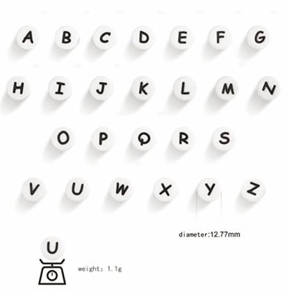 Flat Round Silicone Beads /Alphabet Loose Beads /26 letter Beads /13mm –  MrBiteBabyStore