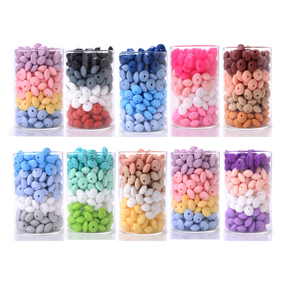 Lentil Mix Colors Silicone Beads - 12*7mm