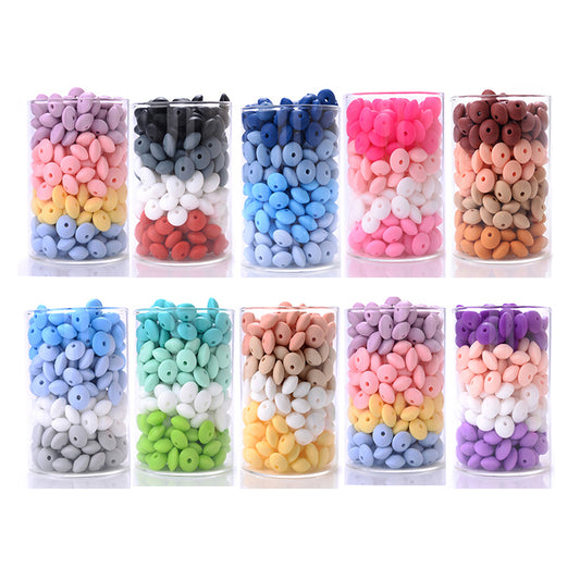 Lentil Mix Colors Silicone Beads - 12*7mm