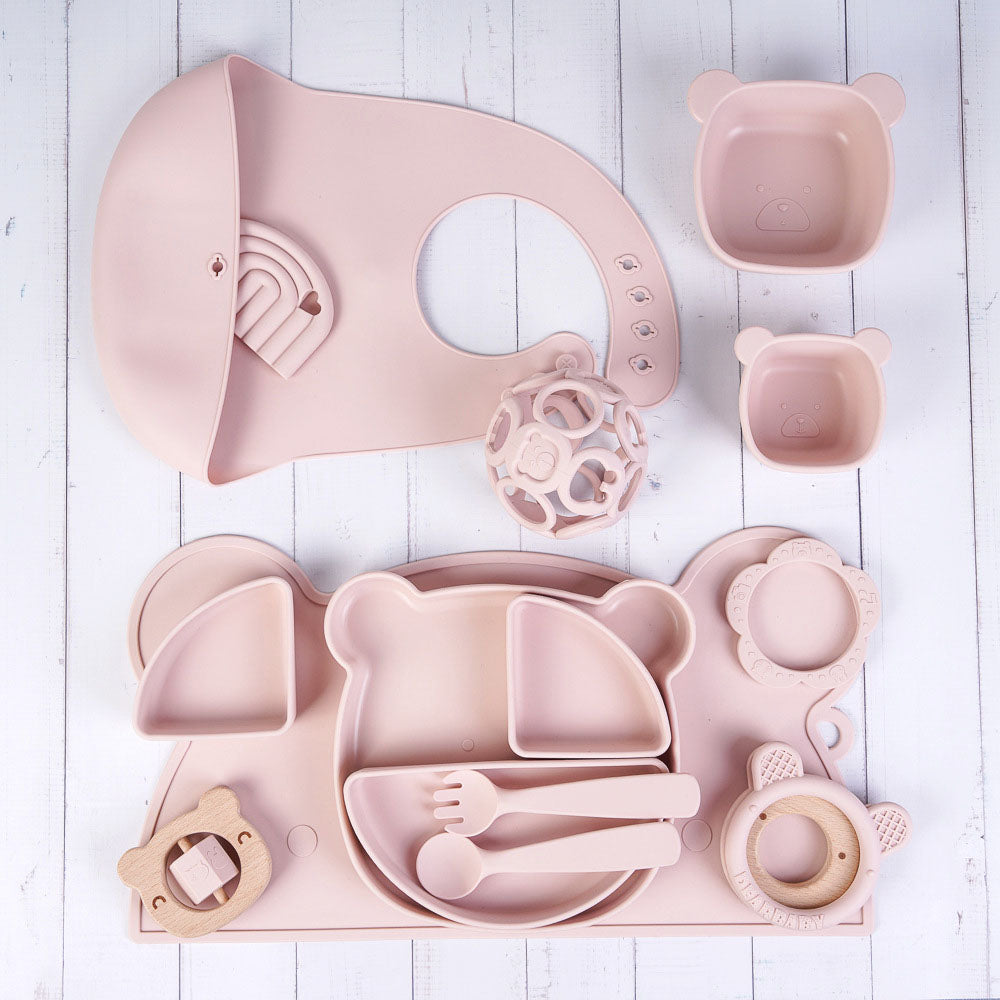 Silicone Teether Toys Baby Feeding Tableware Set