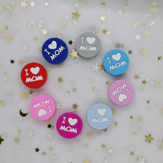 I LOVE Mom Dad Silicone Beads 12*20mm