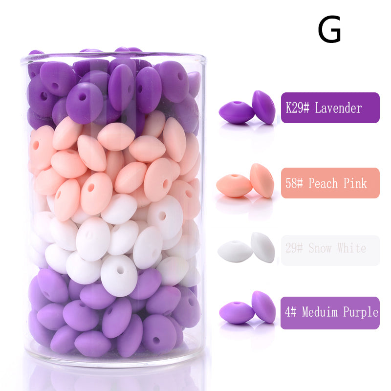 100Pcs/Lots Lentil/Saucer/Abacus Mix Colors Silicone Beads - 12*7mm