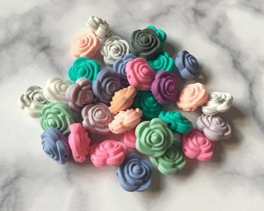 Mini Rose Flower Silicone Beads 20*20mm