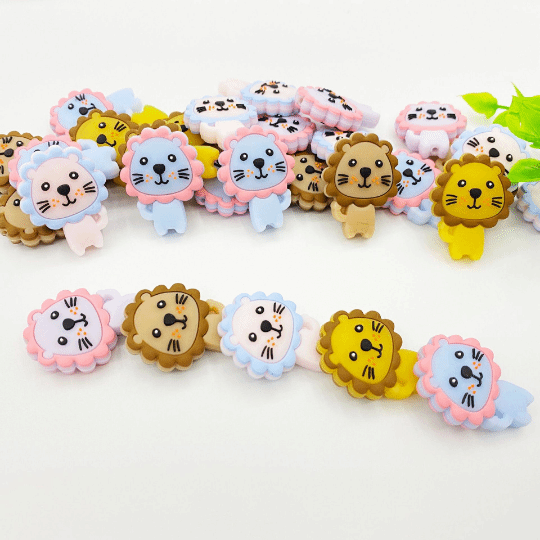 Lion Silicone Beads 24*31mm