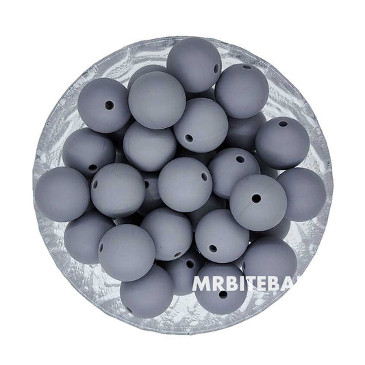 12/15mm - Light Grey Silicone Beads - Round - #44