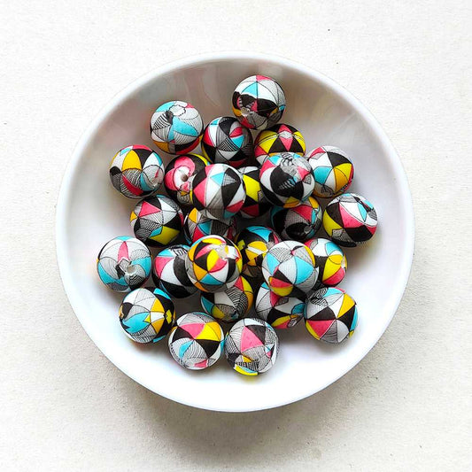 12/15mm Print Silicone Beads - Round - #50