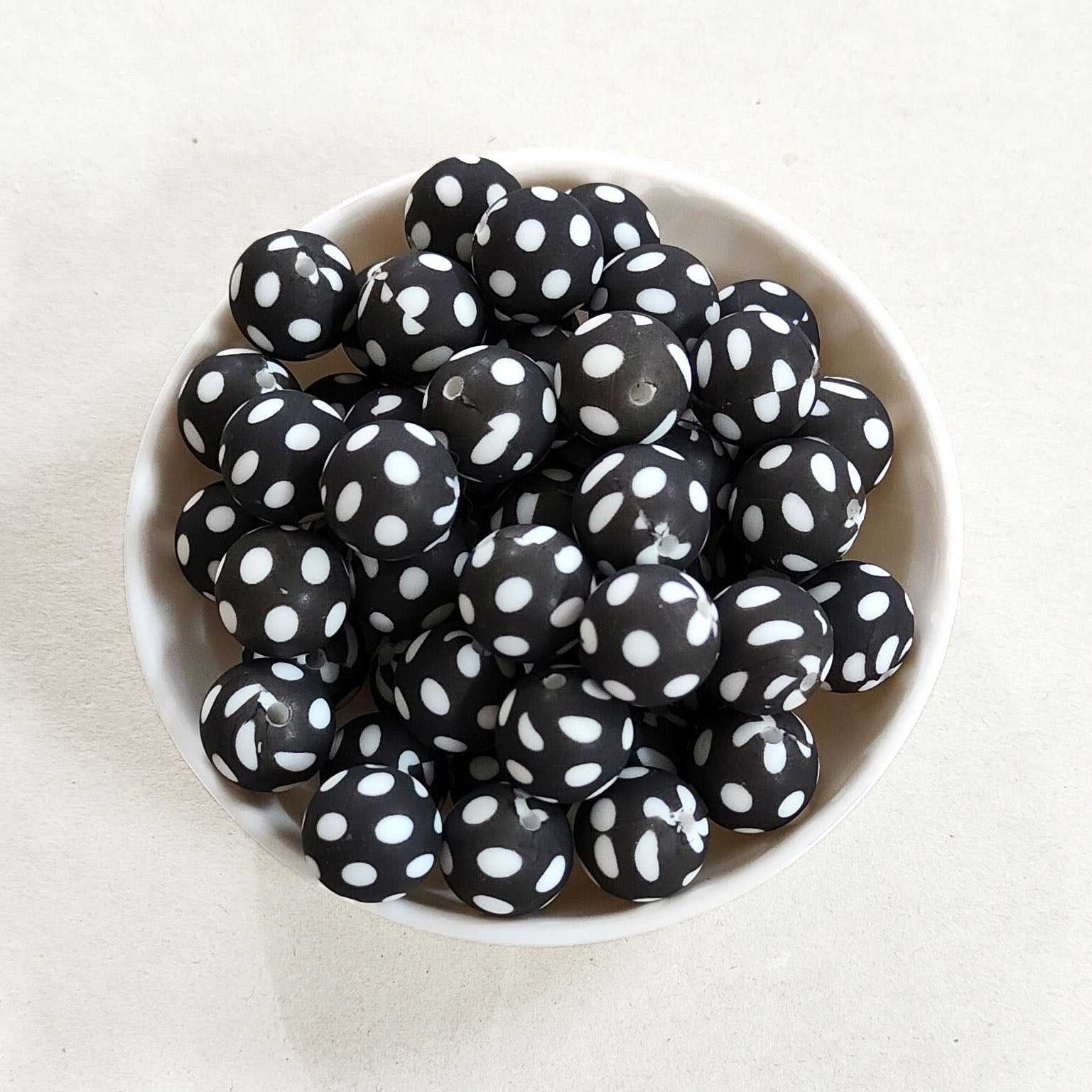12/15mm Black Ball Silicone Beads - Round - #56