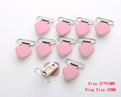 Heart - Metal Pacifier Clips /Pink