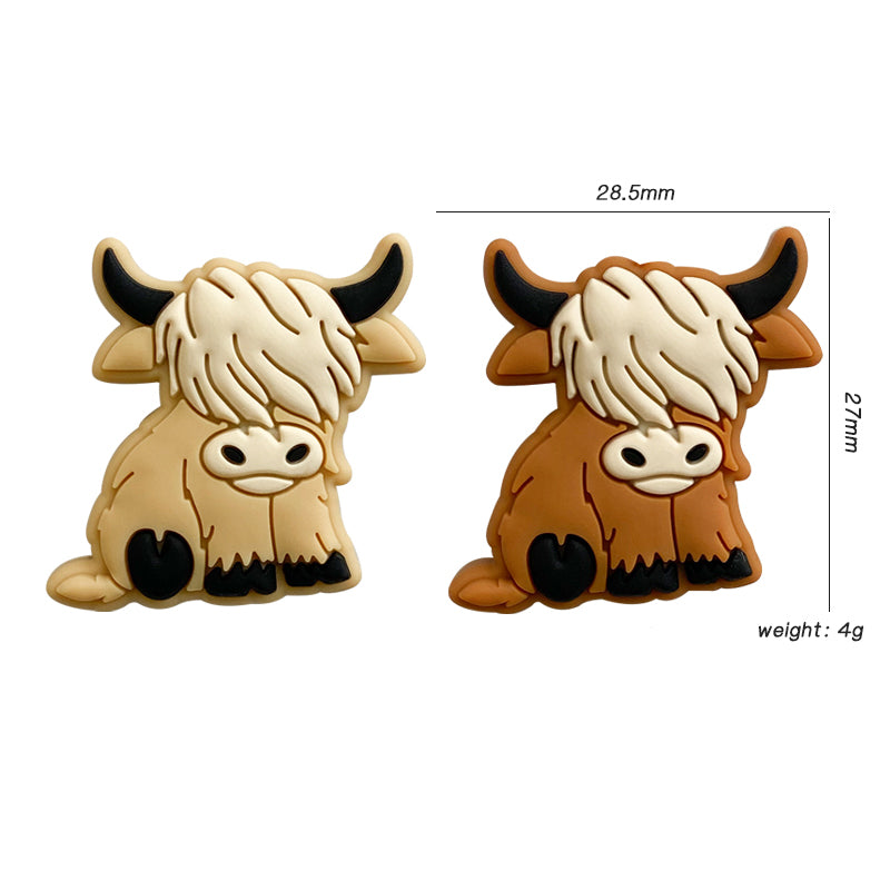 Dusty Rose Highland Cow Silicone Beads Cow Silicone Beads 