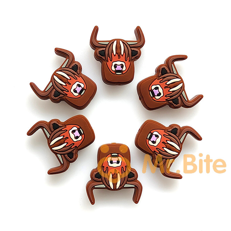Yak Beads Highland Cow Head Focal Silicone Beads