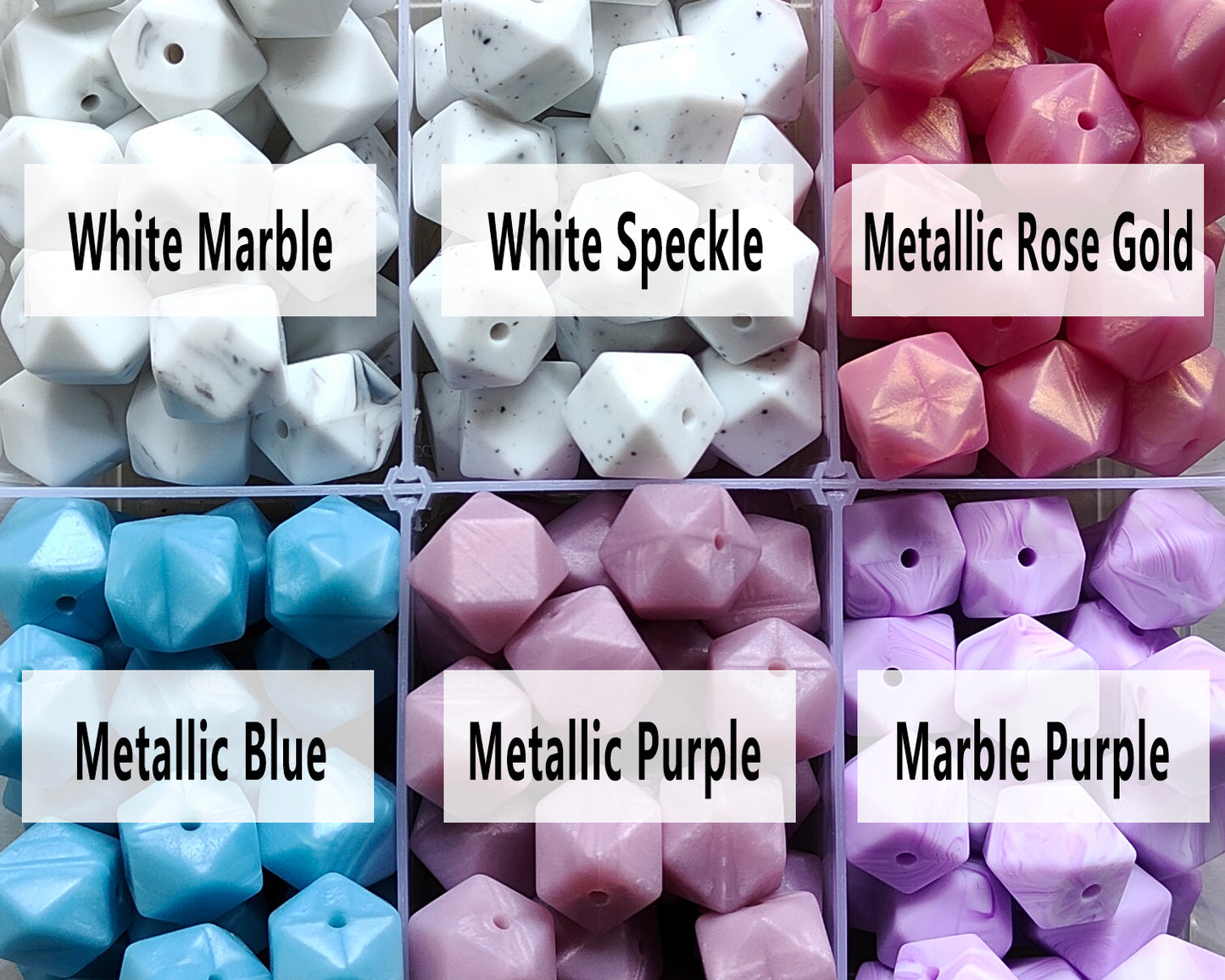 14/17mm Hexagon Silicone Beads #51 - #74