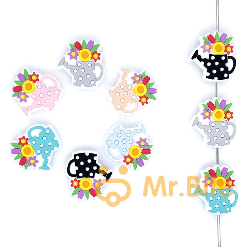 Flower Can Silicone Beads 27*26mm