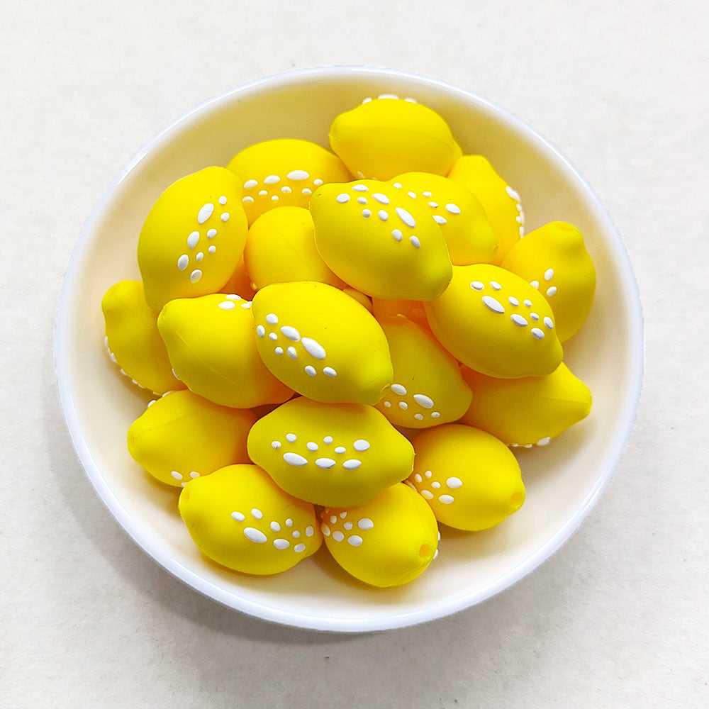 Lemon Silicone Beads 26*16mm