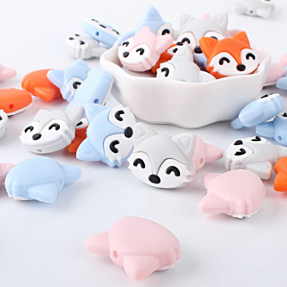 Silicone Fox Animal Beads 20*24MM