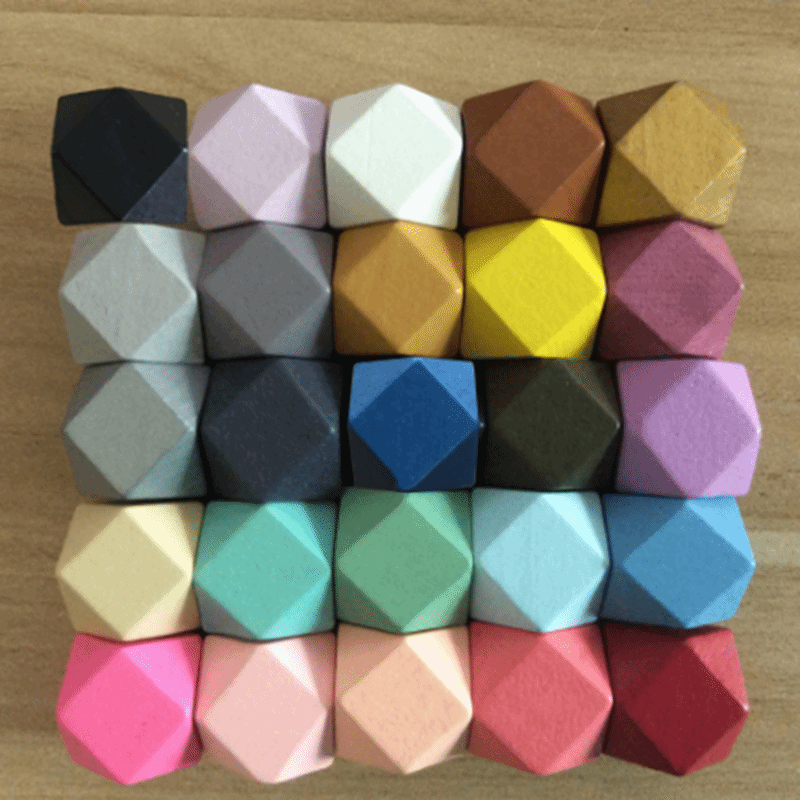 20MM Hexagon Painted Wooden Beads