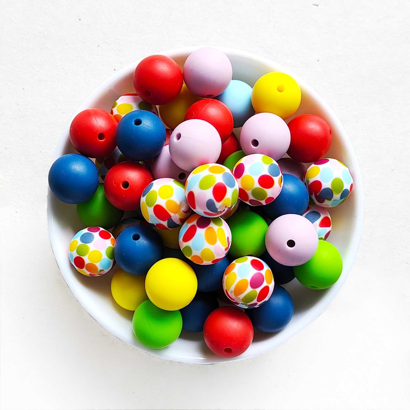12/15mm Mix 7 Colors Round Silicone Beads