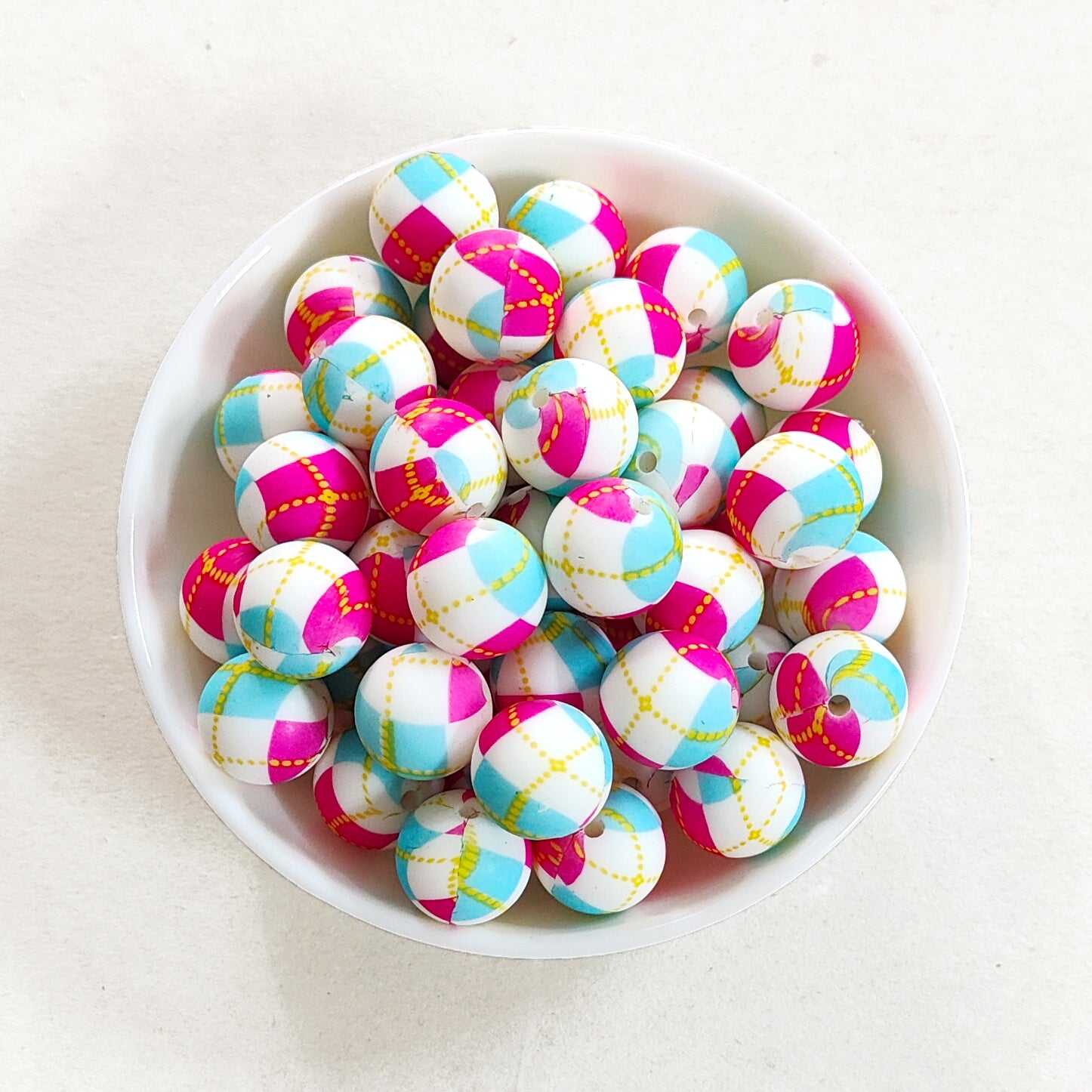12/15mm Print Silicone Beads - Round - #77