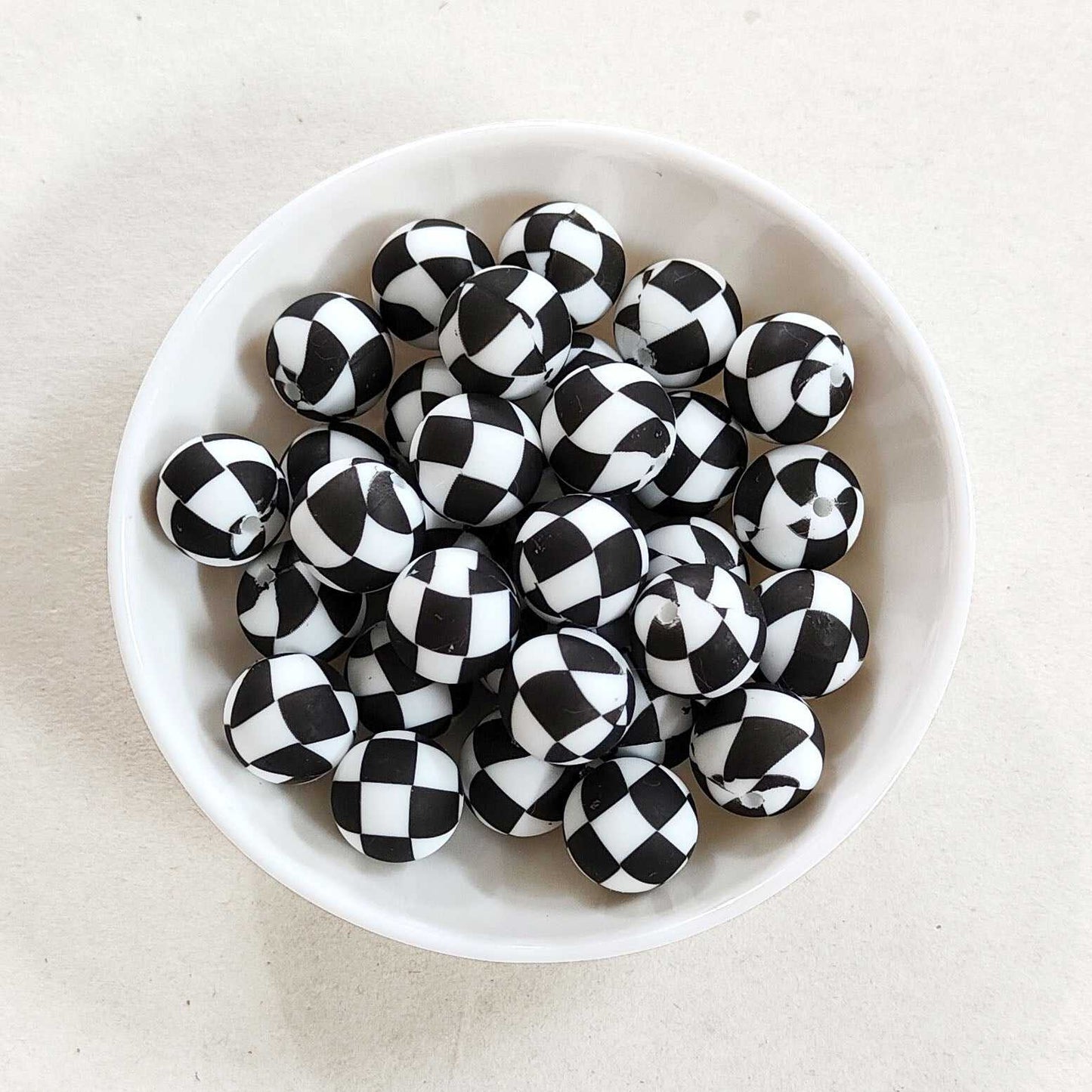 12/15mm Grid Print Silicone Beads - Round - #79