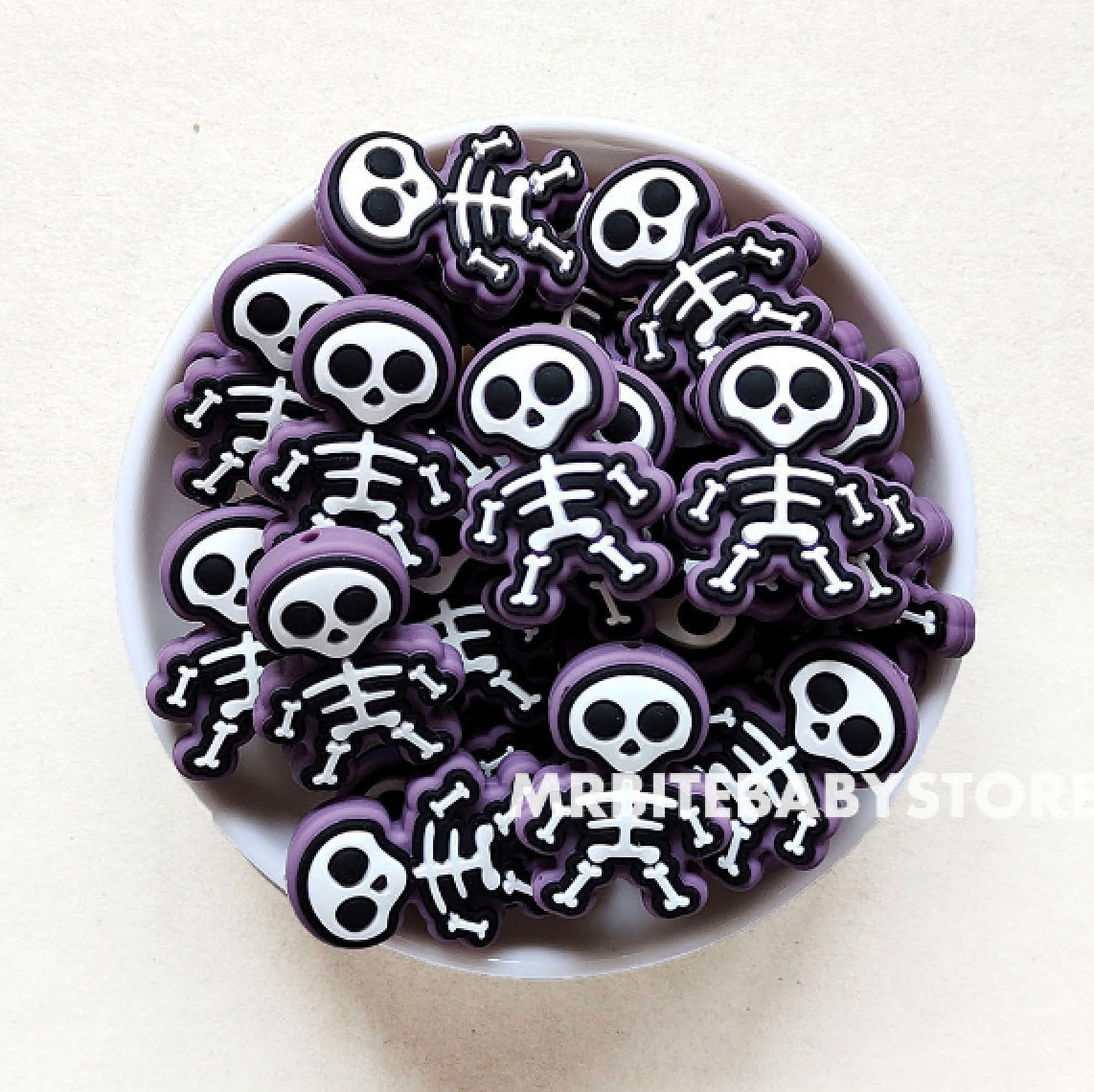 Halloween Skeleton Silicone Beads - 29*22mm