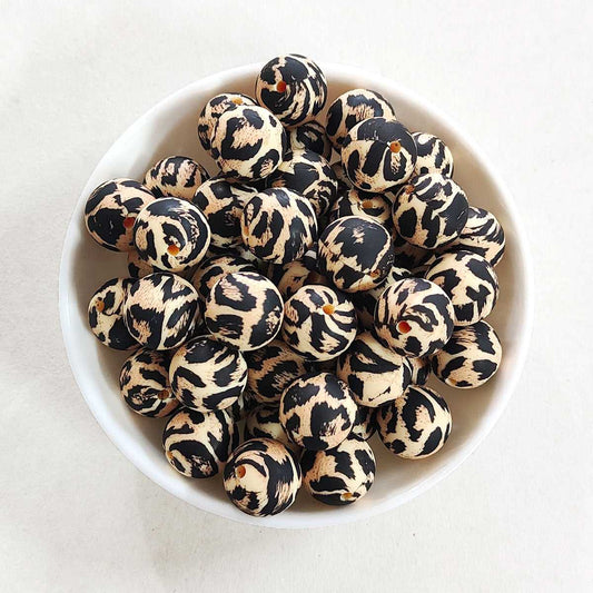 12/15mm Leopard Silicone Beads - Round - #8