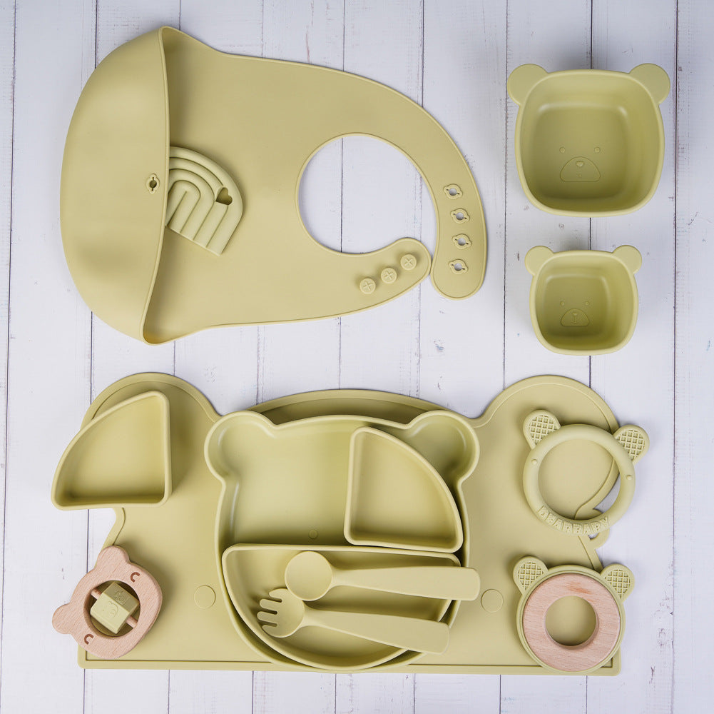 Silicone Teether Toys Baby Feeding Tableware Set