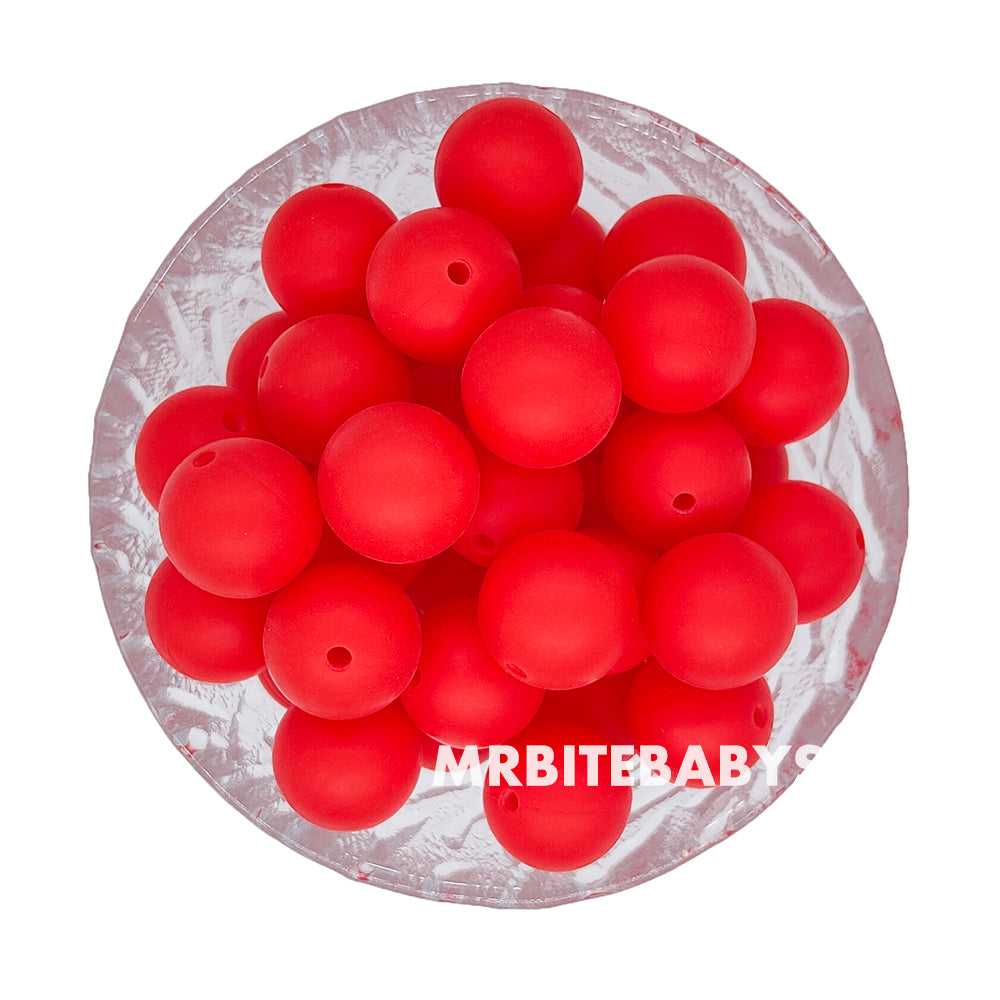 12/15mm - Strawberry Red Silicone Beads - Round - #90