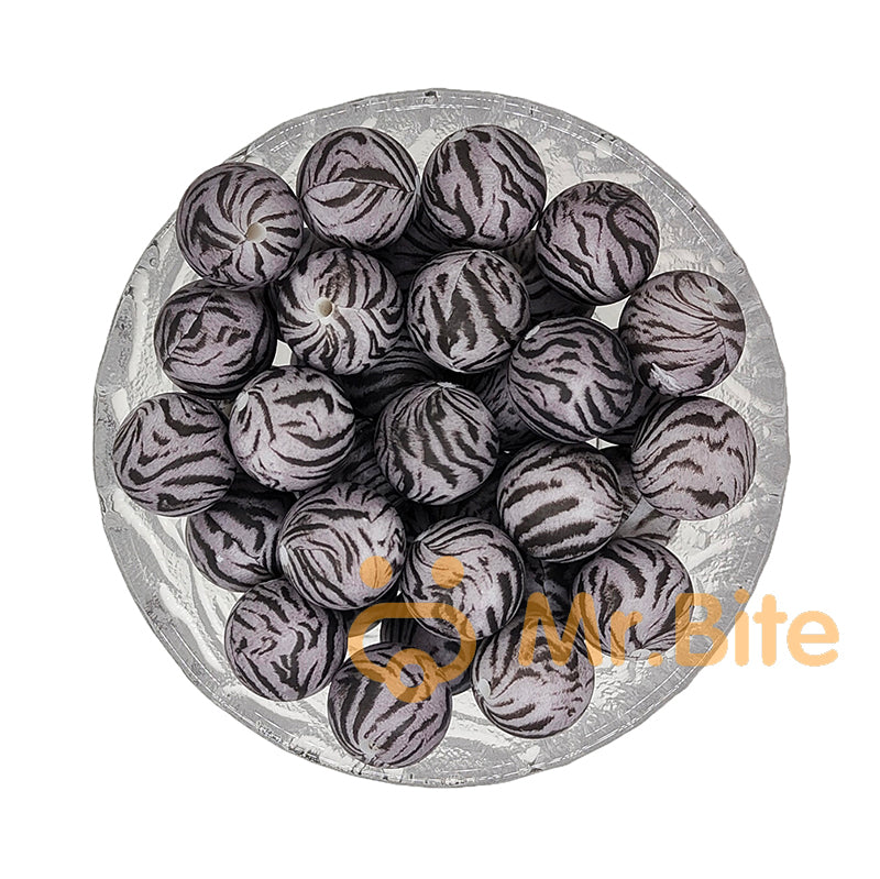 15mm Grey Tiger Silicone Beads - Round