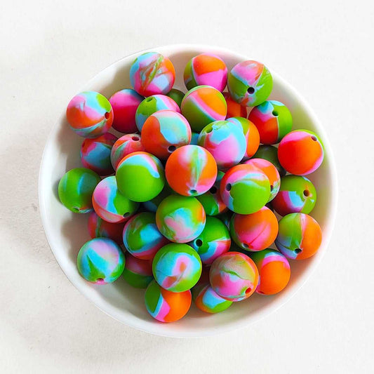 12/15mm Print Silicone Beads - Round - #96