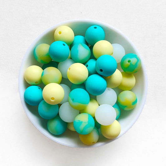 15mm Mix 4 Colors Round Silicone Beads