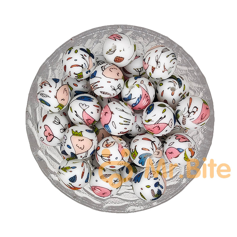 15mm Crowned Bird Silicone Beads - Round