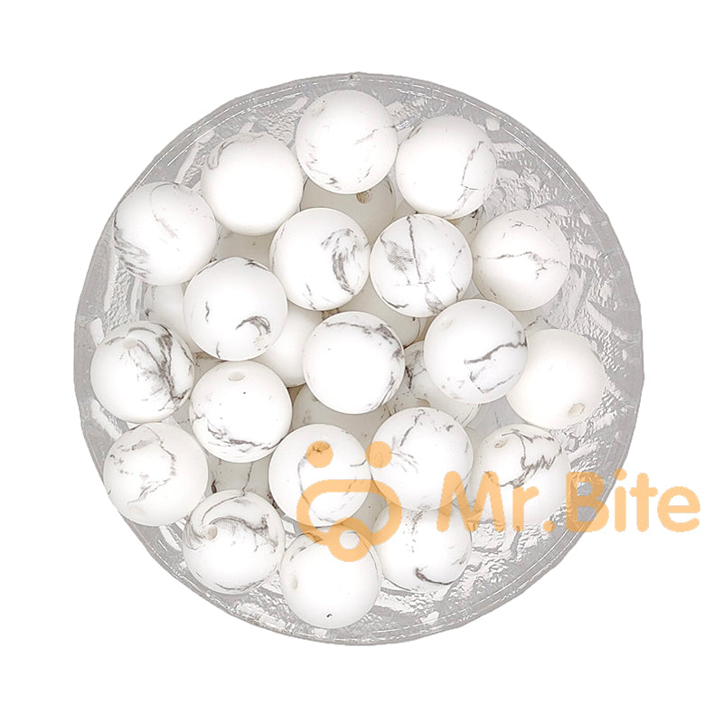15mm Marble Silicone Beads - Round