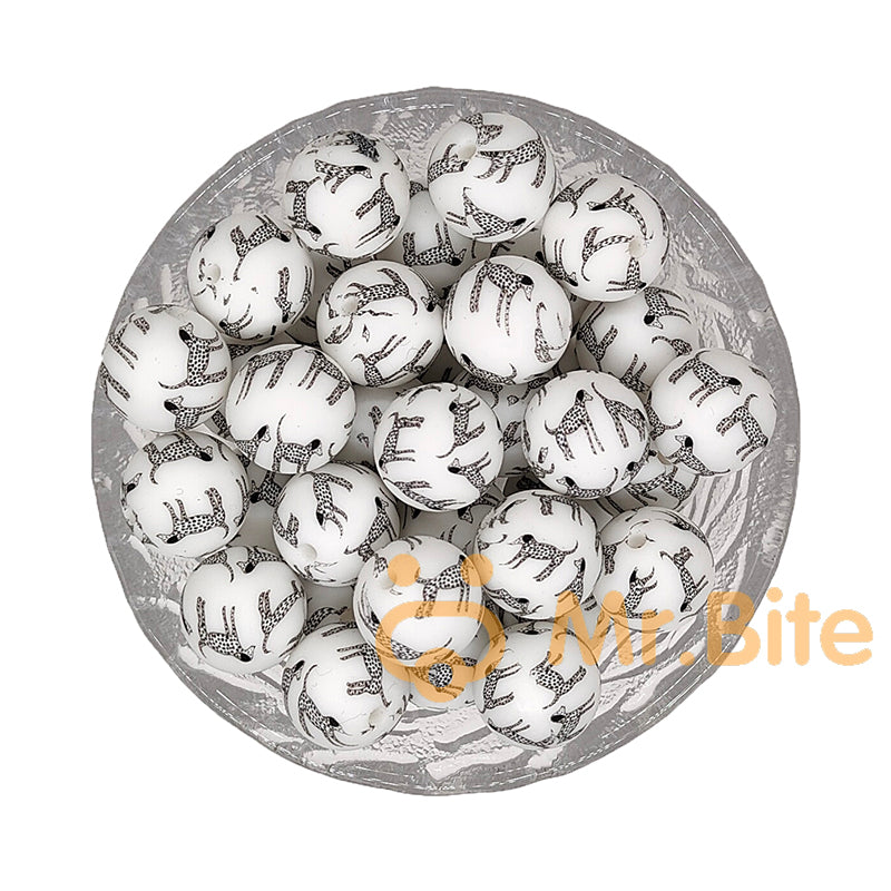 15mm Dalmatian Silicone Beads - Round