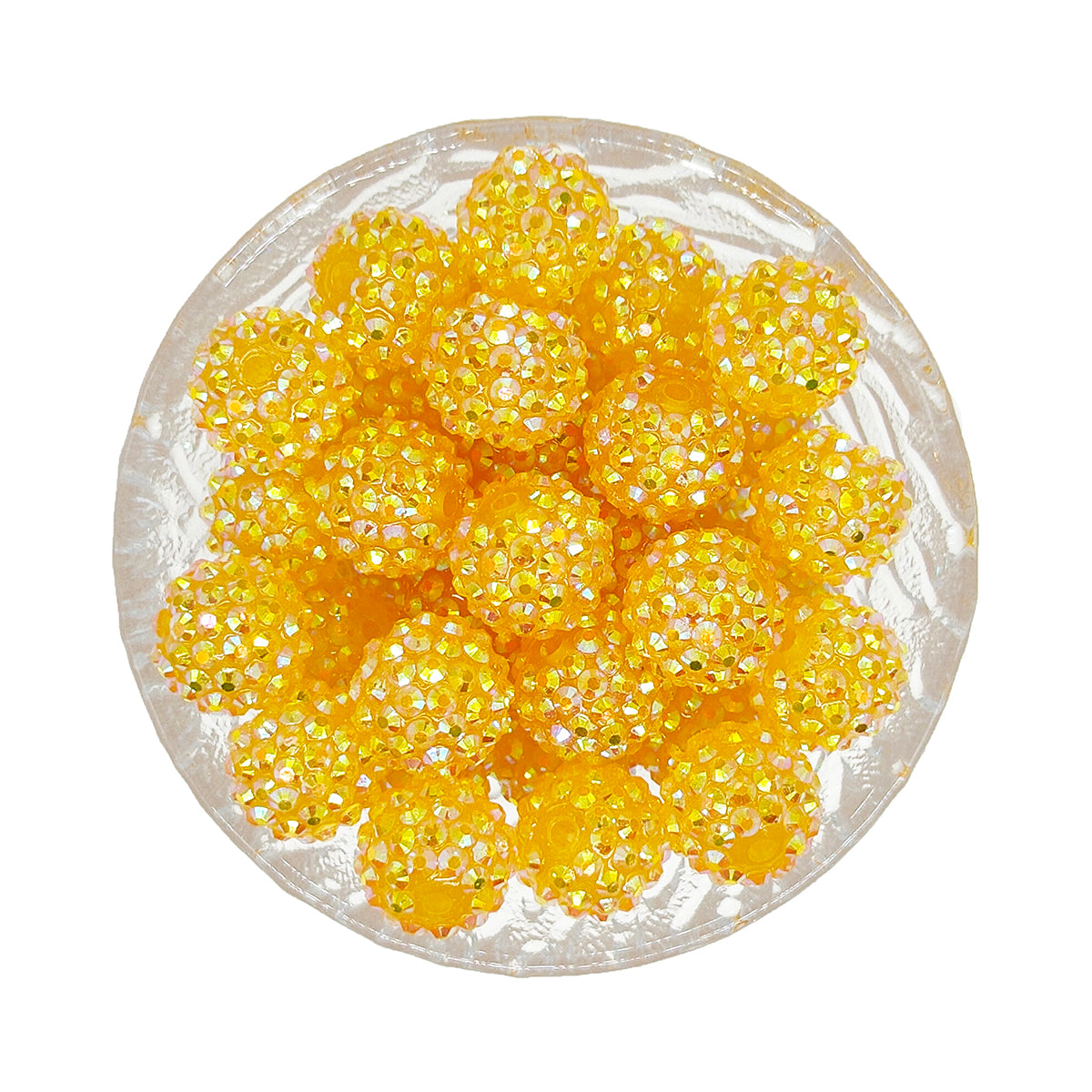 16/20mm Yellow Rhinestone Bubblegum Acrylic Beads