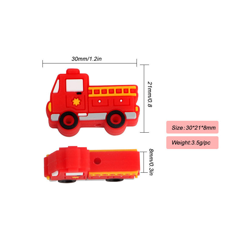 Firetruck Silicone Beads - 30*21*8mm