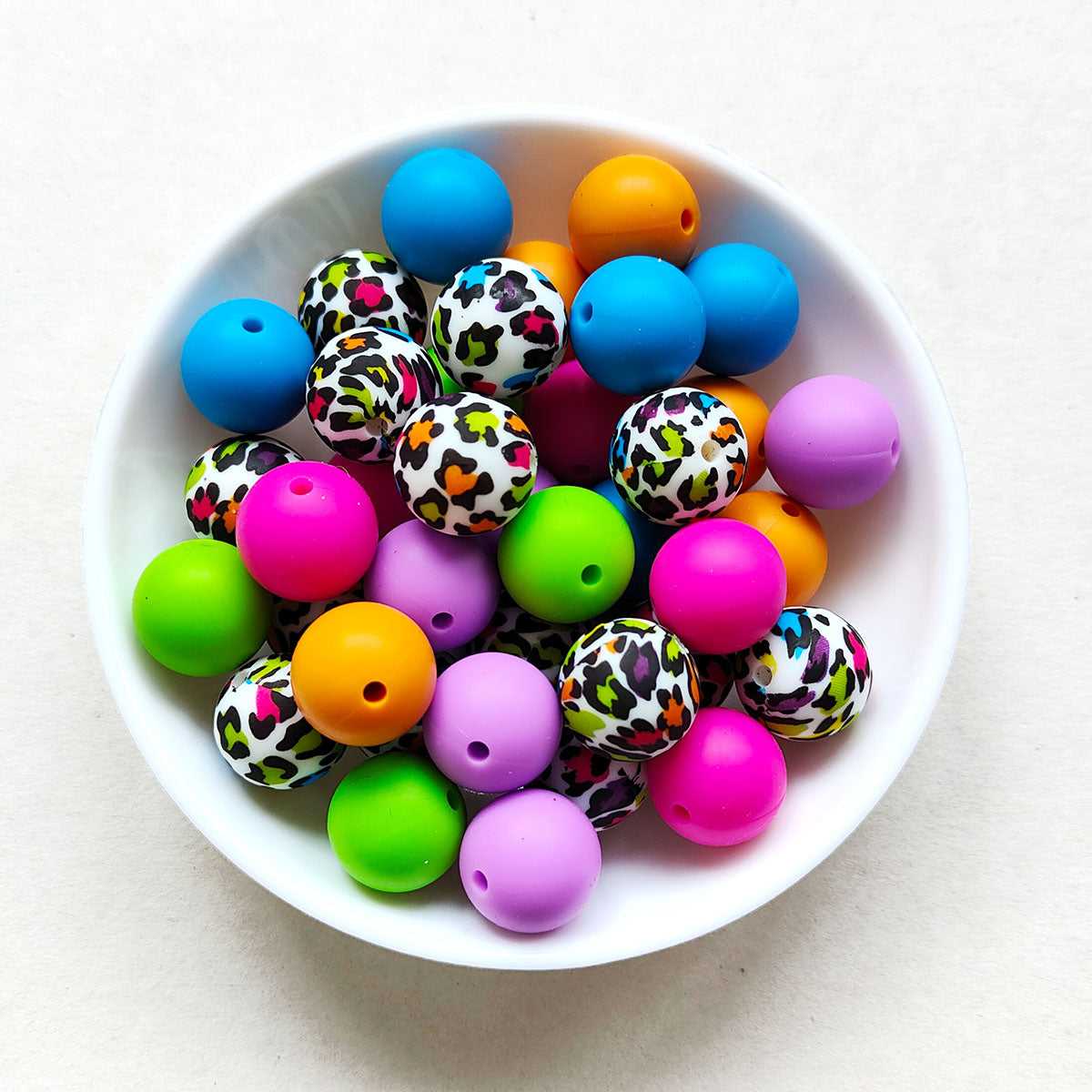 12/15mm Mix 6 Colors Round Silicone Beads