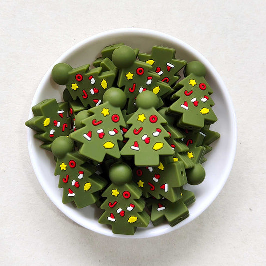 Christmas Trees Silicone Beads - 33*23*10mm