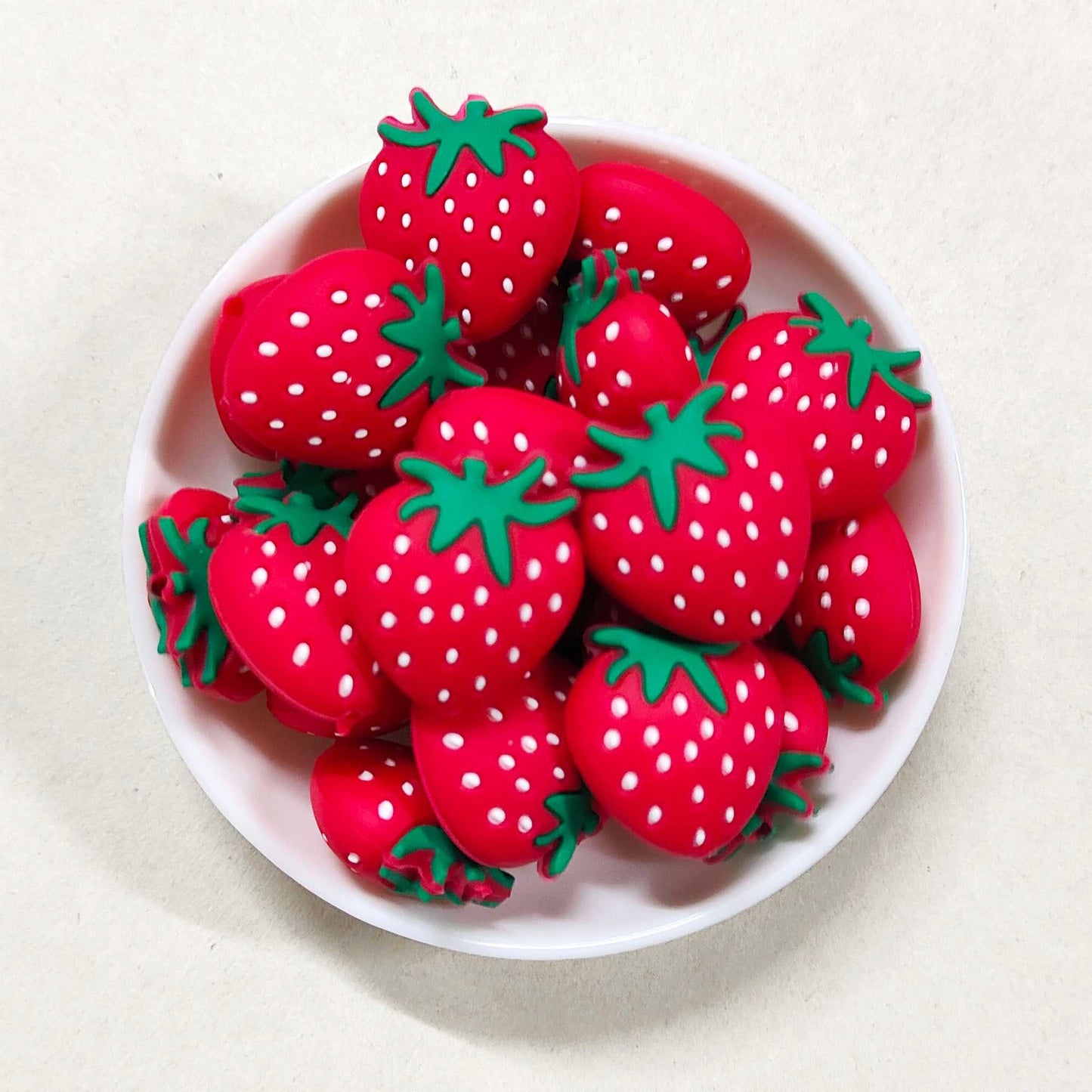 Red - Strawberry Silicone Beads - 25*27*15mm