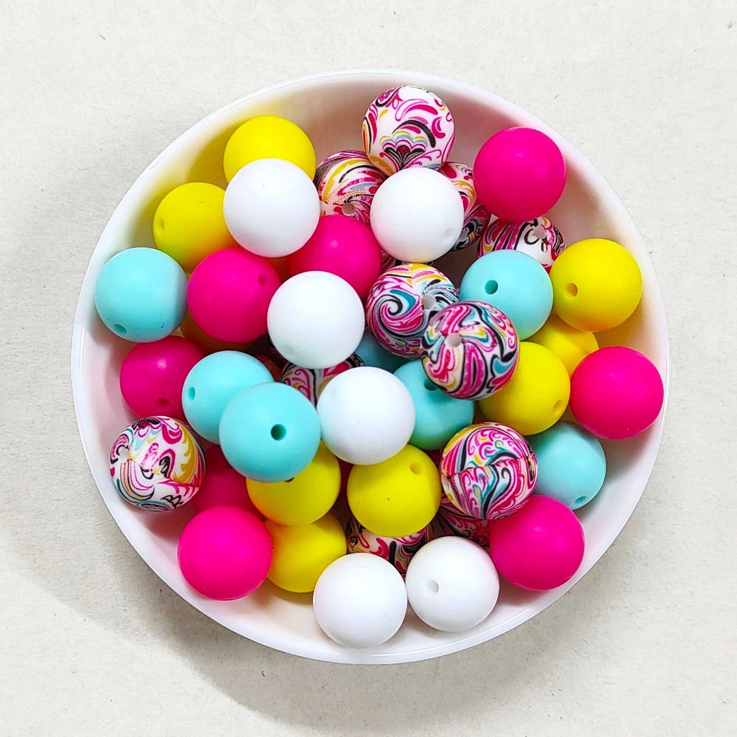12/15mm Mix 5 Colors Round Silicone Beads