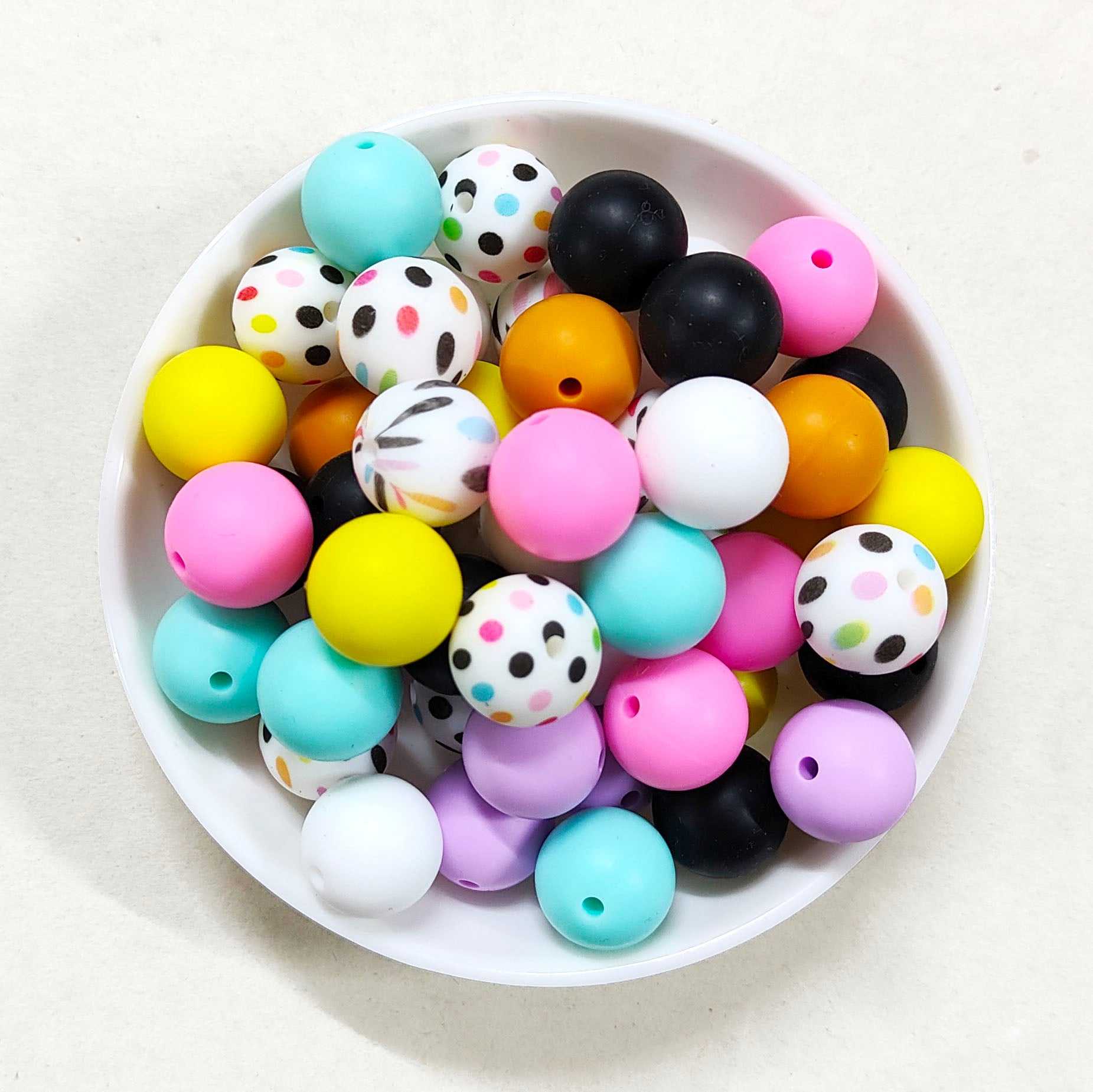 12/15mm Mix 8 Colors Round Silicone Beads