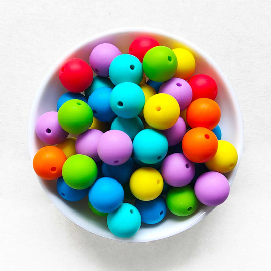 12/15mm Mix 7 Colors Round Silicone Beads