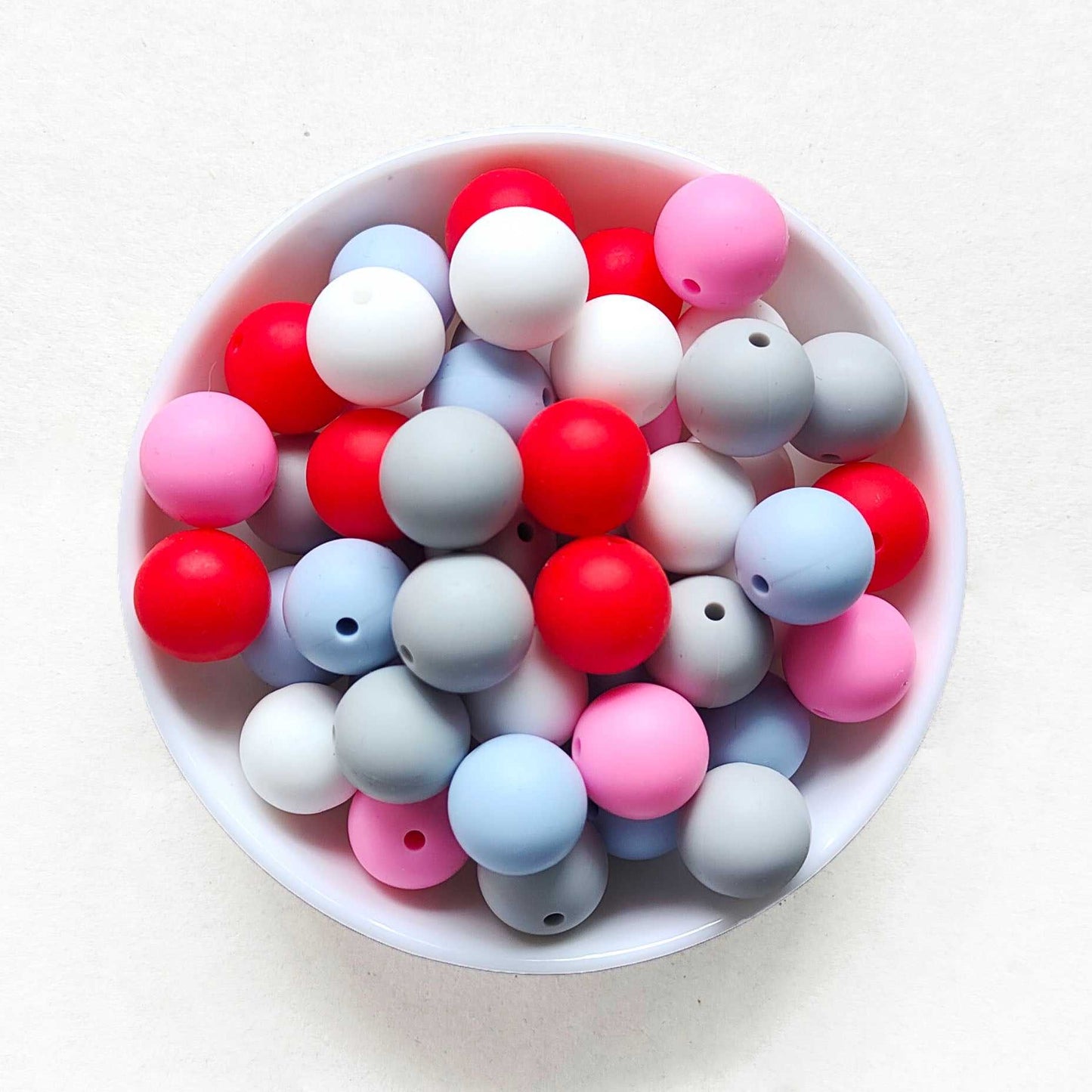 12/15mm Mix 5 Colors Round Silicone Beads
