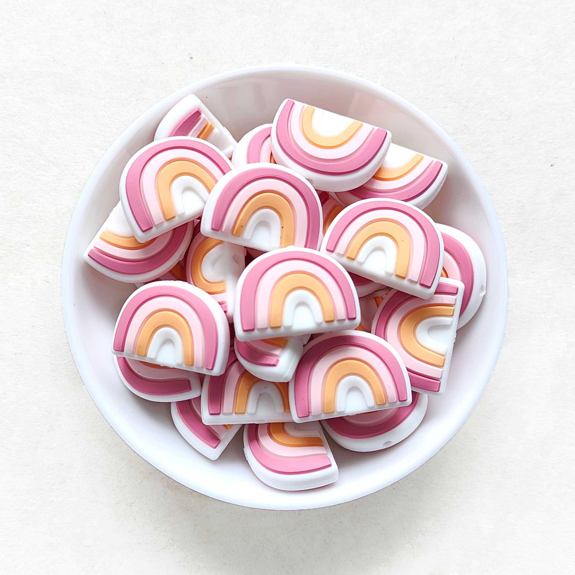 Pink - Rainbow Silicone Beads - 25*18mm