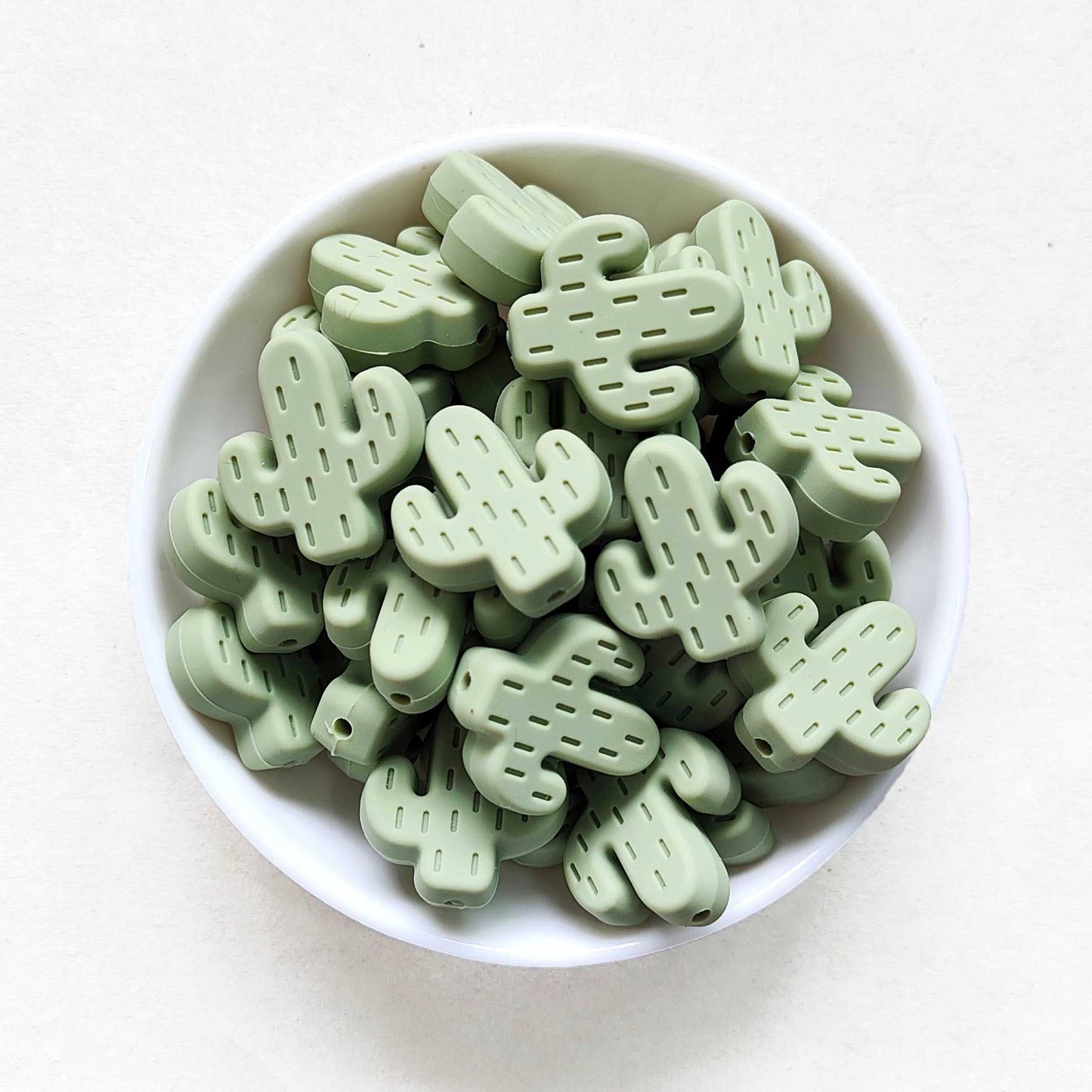 Sage - Cactus Silicone Beads - 25*23mm