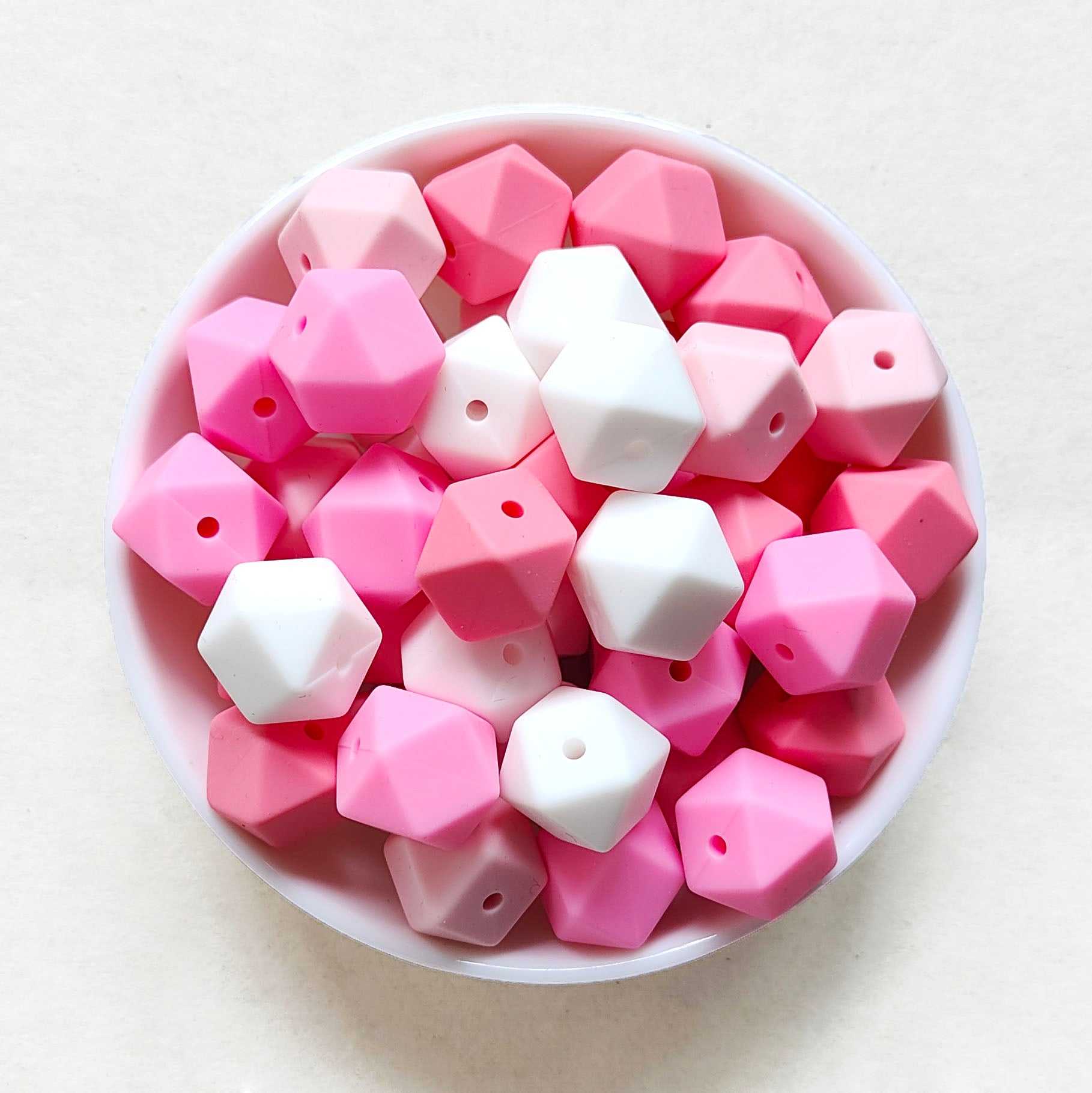 14mm Mix 4 Colors Hexagon Silicone Beads