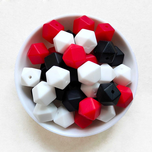 14mm Mix 3 Colors Hexagon Silicone Beads