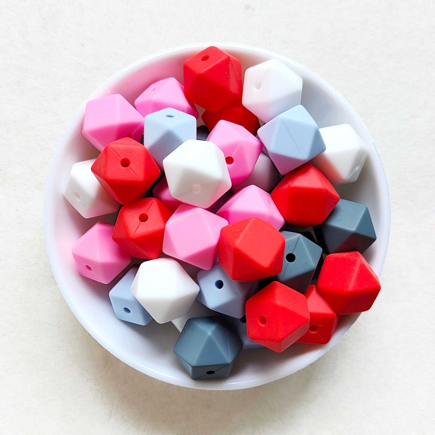 14mm Mix 5 Colors Hexagon Silicone Beads