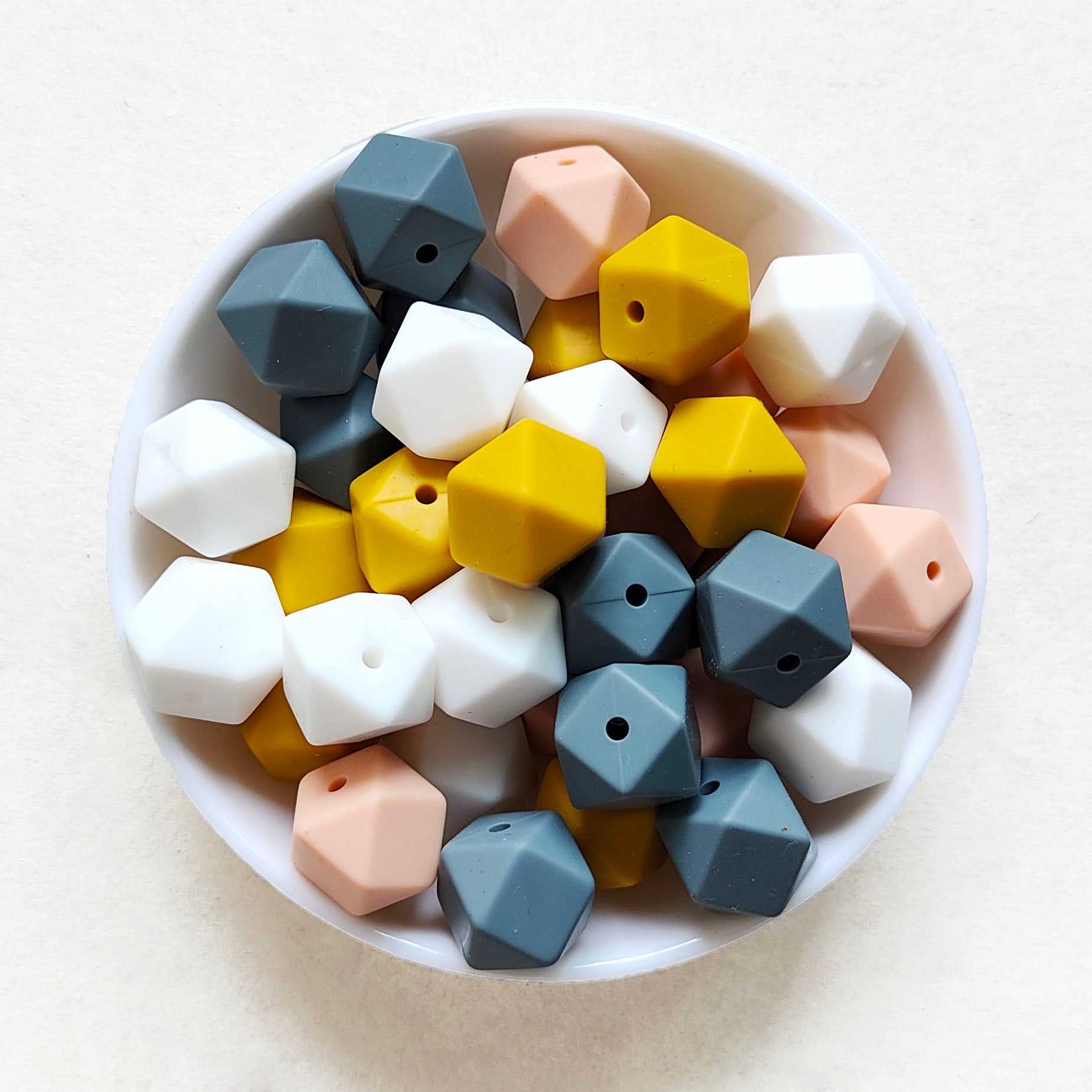 14mm Mix 4 Colors Hexagon Silicone Beads
