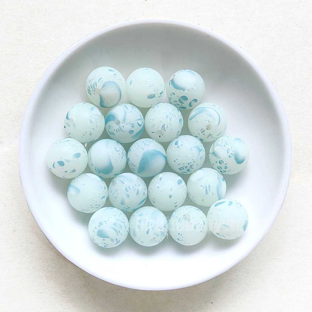 15mm Luminous Water Spot Silicone Beads - Round