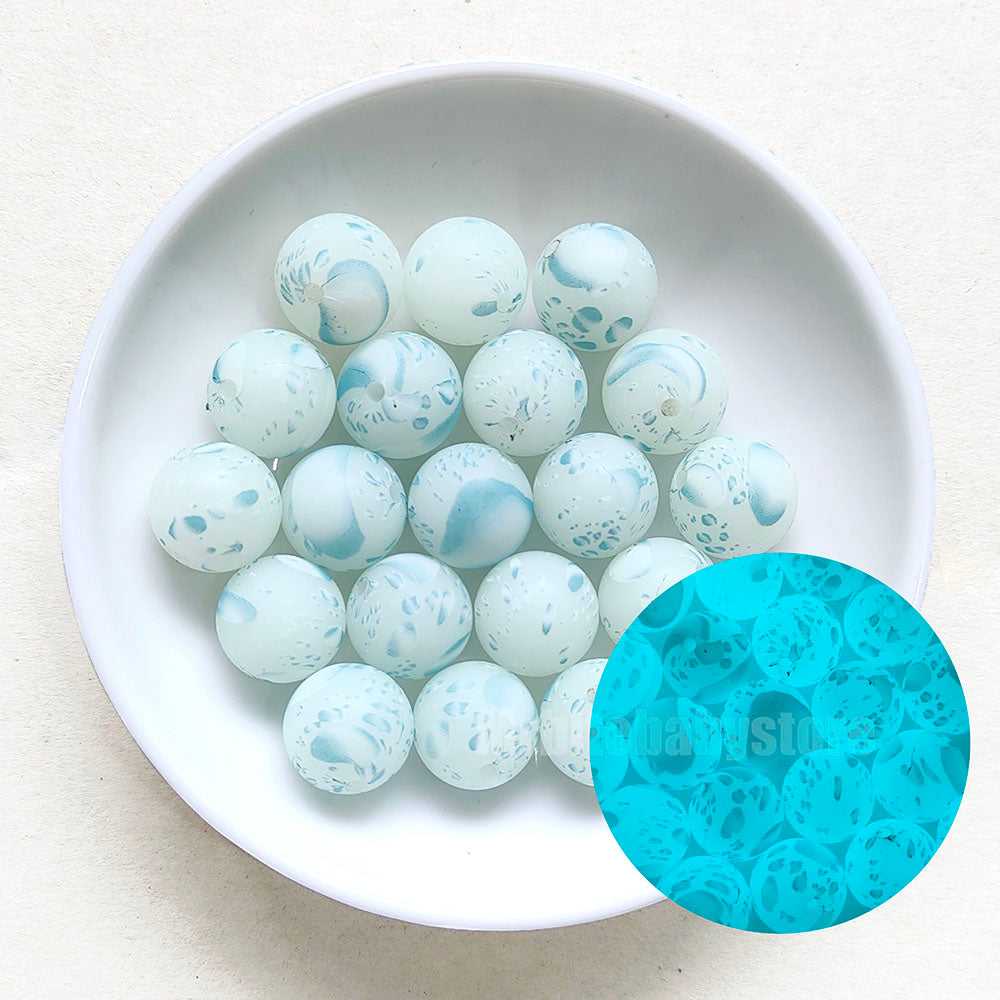 15mm Luminous Water Spot Silicone Beads - Round