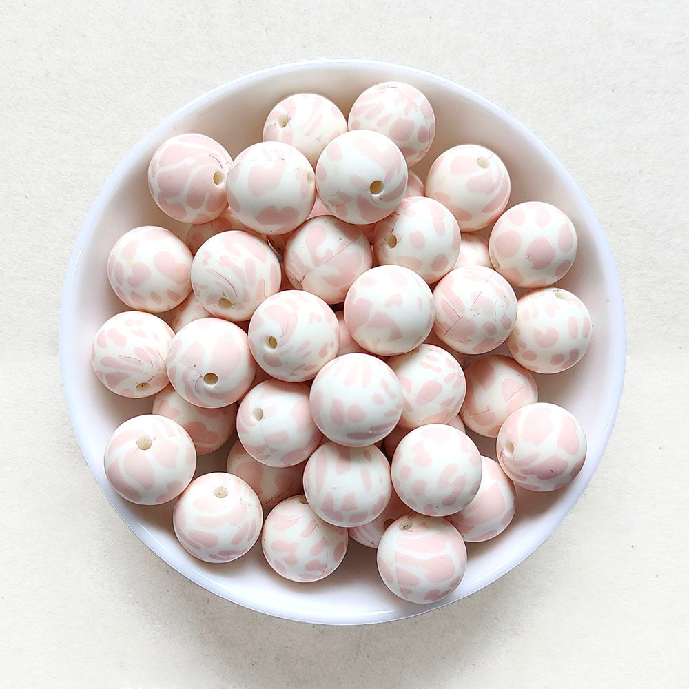 15mm Blush Cow Silicone Beads - Round